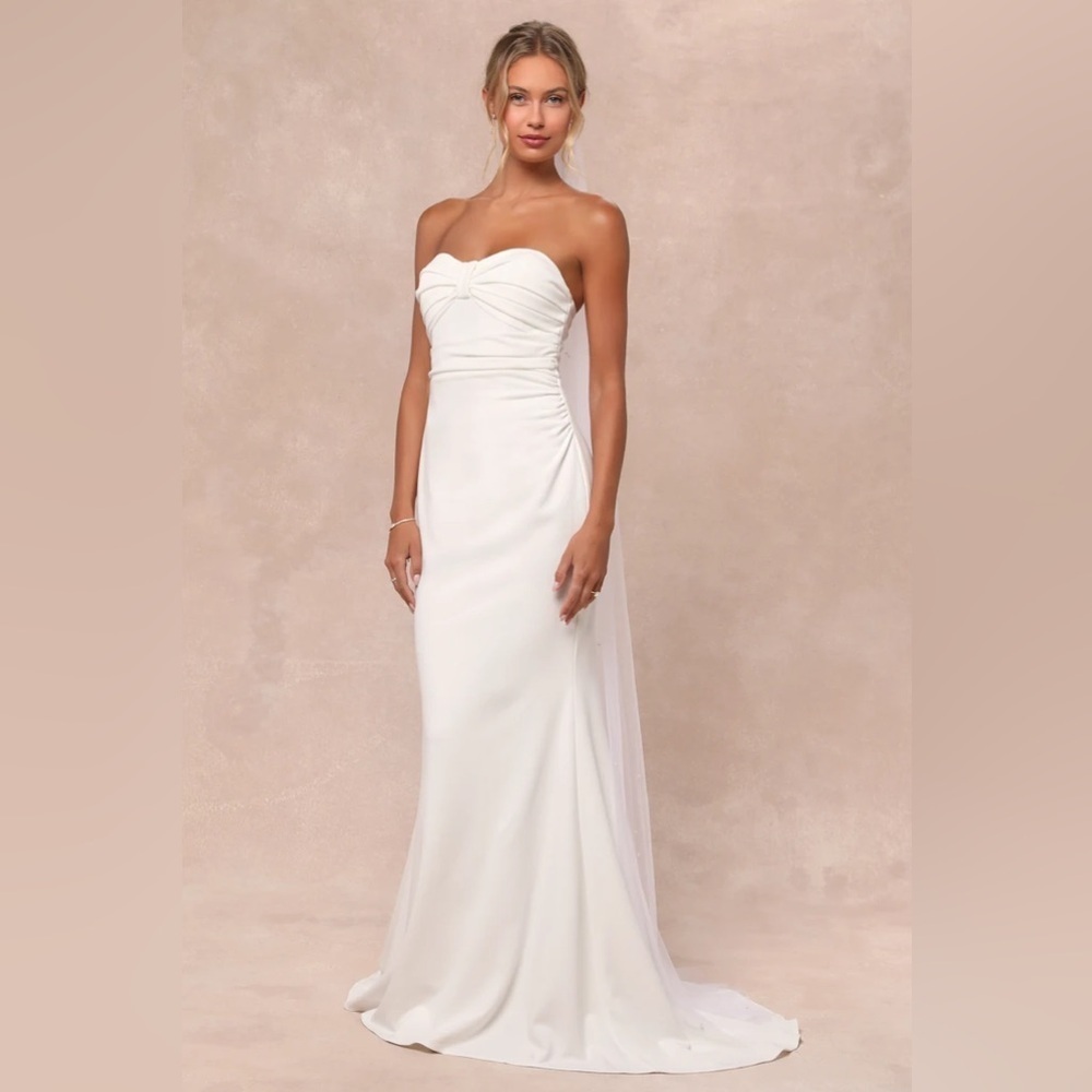 Lulus To Be Yours Ivory Strapless Pleated Mermaid
Maxi Dress - Picture 4 of 7